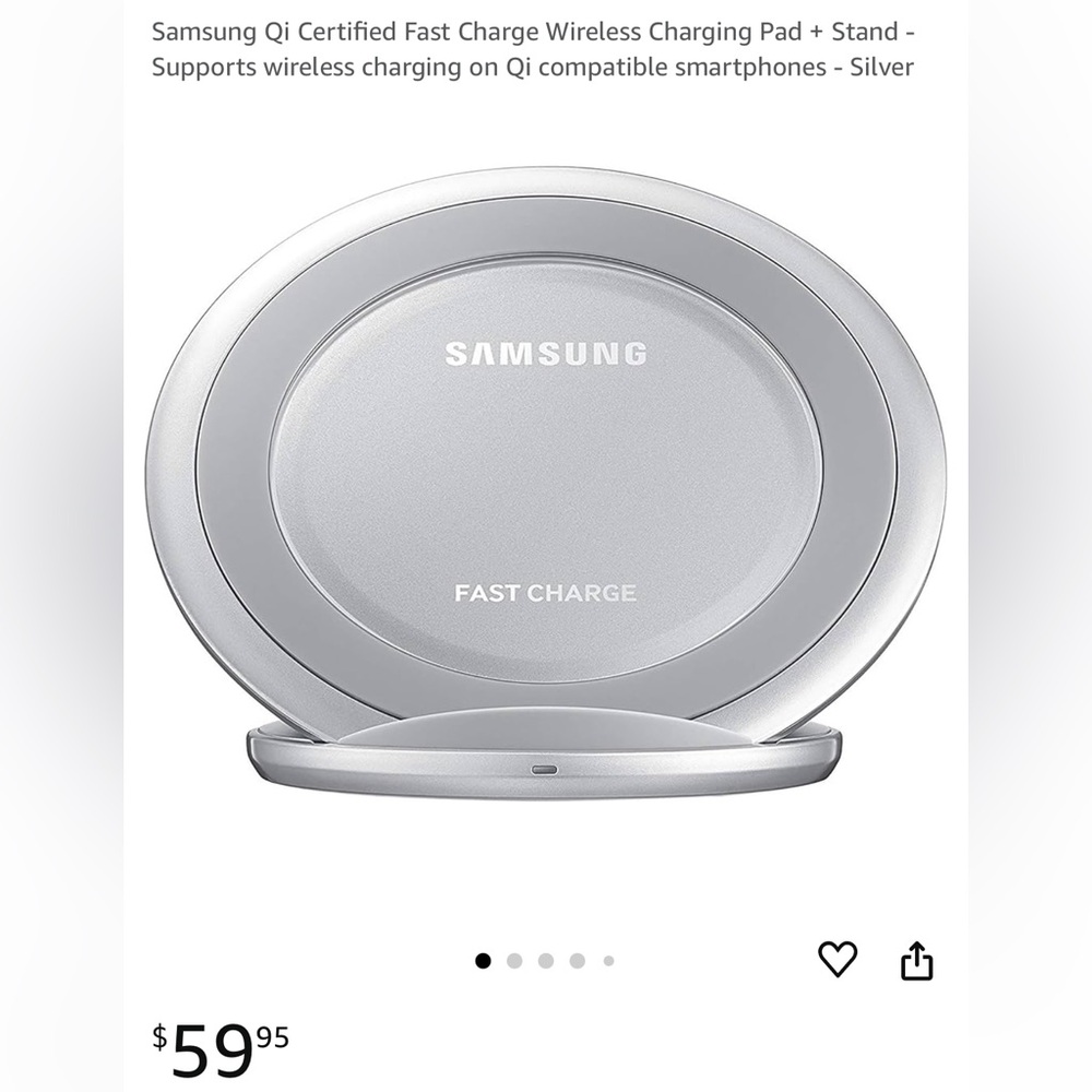 Samsung Qi Certified Fast Charge Wireless Charging Pad + Stand